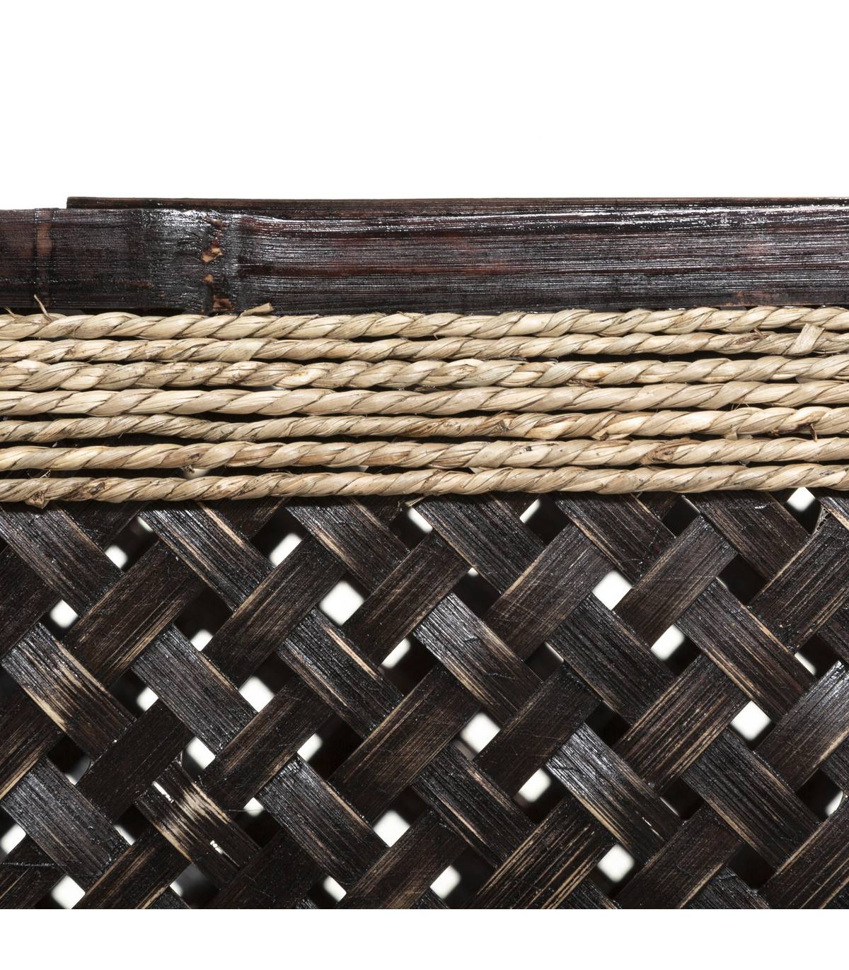 Set de 3 Paniers de rangement Bruns en Bambou et Roseau - Imagen 2