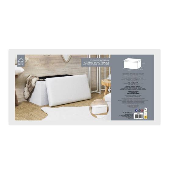 The Home Deco Factory - Banc coffre pliable en bouclette blanc - Image 9