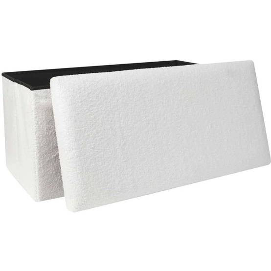 The Home Deco Factory - Banc coffre pliable en bouclette blanc - Image 4