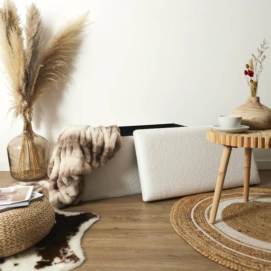 The Home Deco Factory - Banc coffre pliable en bouclette blanc - Image 7