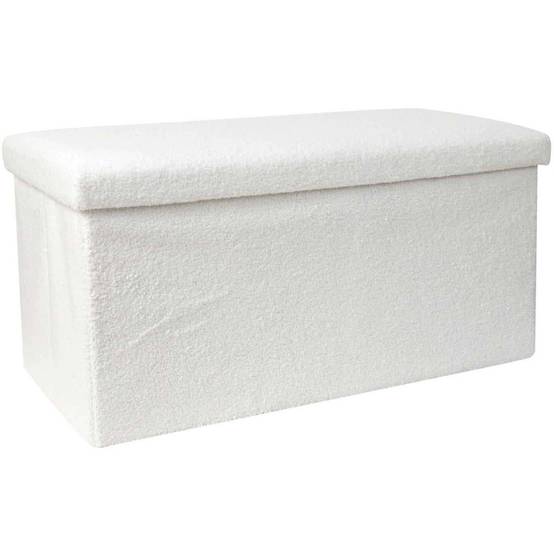 The Home Deco Factory - Banc coffre pliable en bouclette blanc - Image 1