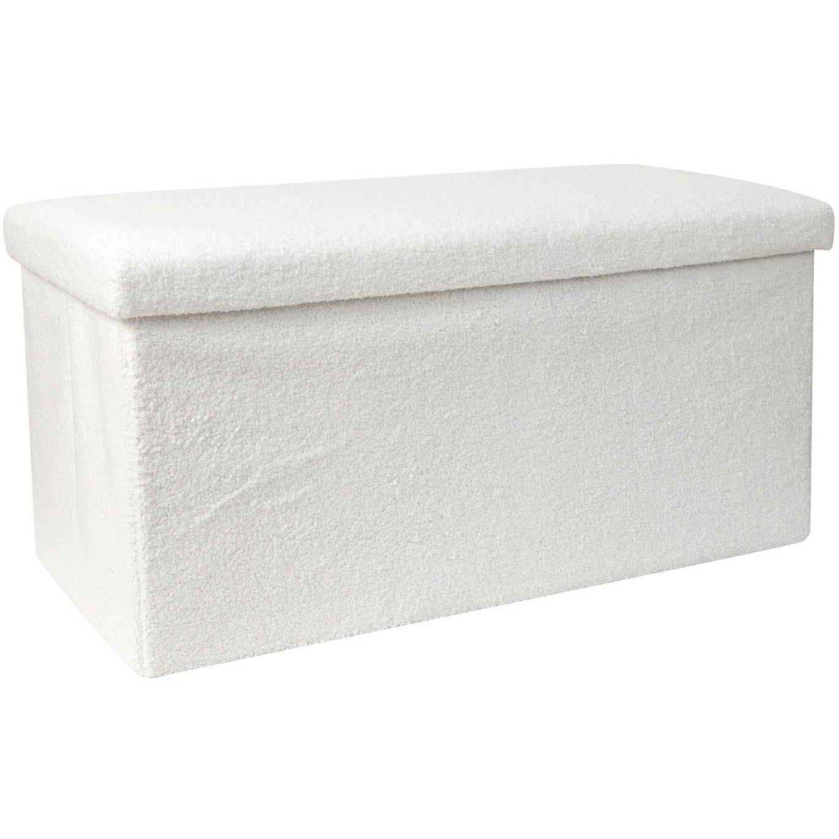 The Home Deco Factory - Banc coffre pliable en bouclette blanc - Image 1