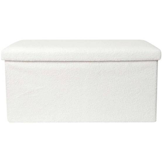 The Home Deco Factory - Banc coffre pliable en bouclette blanc - Image 3