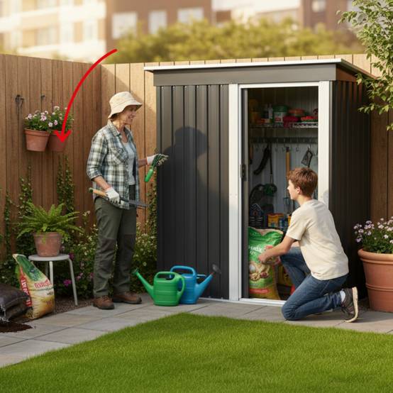 Abri de jardin en acier galvanisé - Gris anthracite - 1,13m² - TERRE JARDIN - Image 2