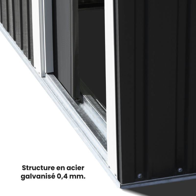 Abri de jardin en acier galvanisé - Gris anthracite - 1,13m² - TERRE JARDIN - Image 6