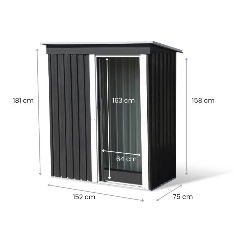 Abri de jardin en acier galvanisé - Gris anthracite - 1,13m² - TERRE JARDIN - Image 7
