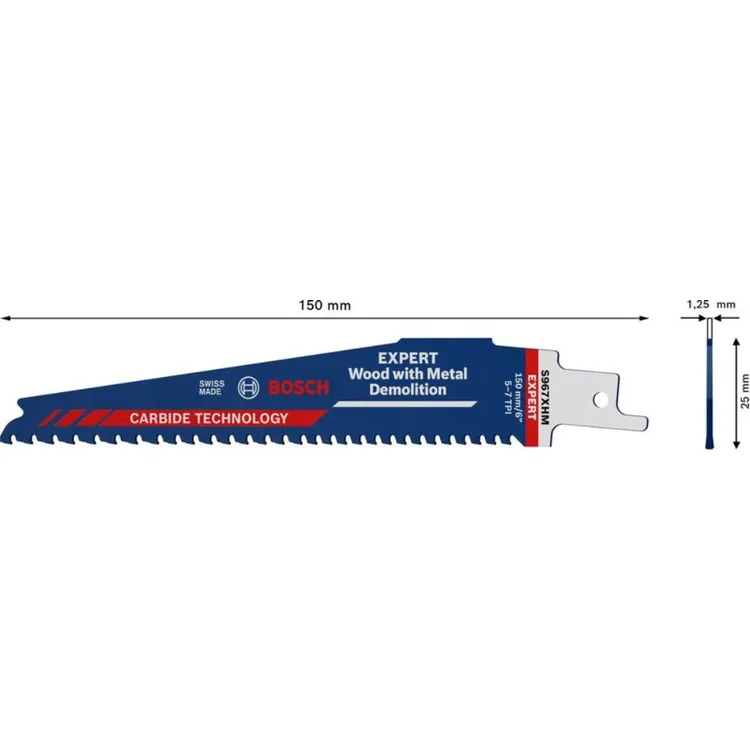 Bosch Professional - 1 Lame de scie sabre Expert Carbure Démolition bois et métal S 967 XHM - 150 mm - BOSCH - 2608900396 - Imagen 7