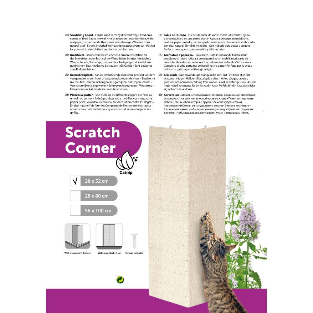 Planche Grattoir Sisal pour Chat, Beige 28 x 52 cm + catnip. - Imagen 6