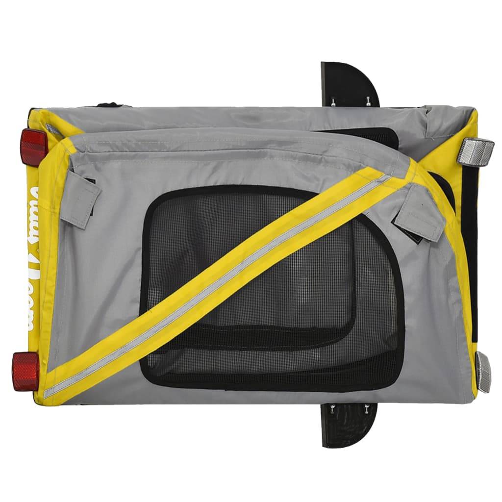 Remorque de vélo pour animaux fer et tissu Oxford jaune et gris 134 x 68 x 72 cm - PANGIVO - Image 9