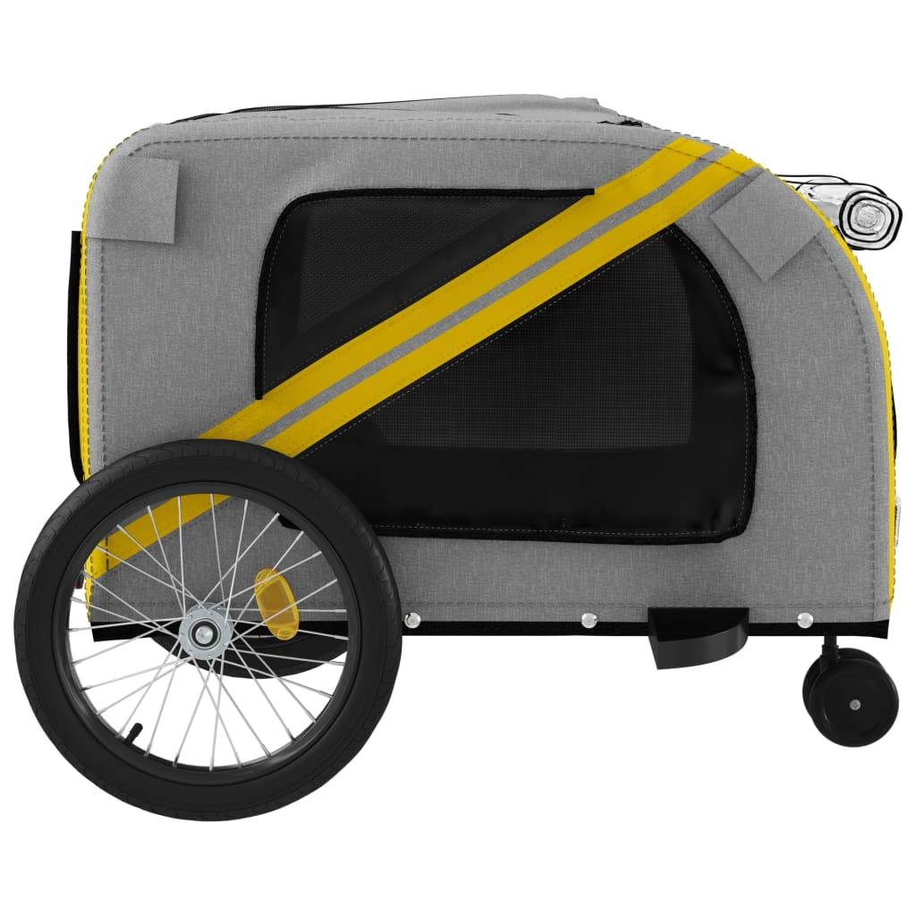 Remorque de vélo pour animaux fer et tissu Oxford jaune et gris 134 x 68 x 72 cm - PANGIVO - Image 7