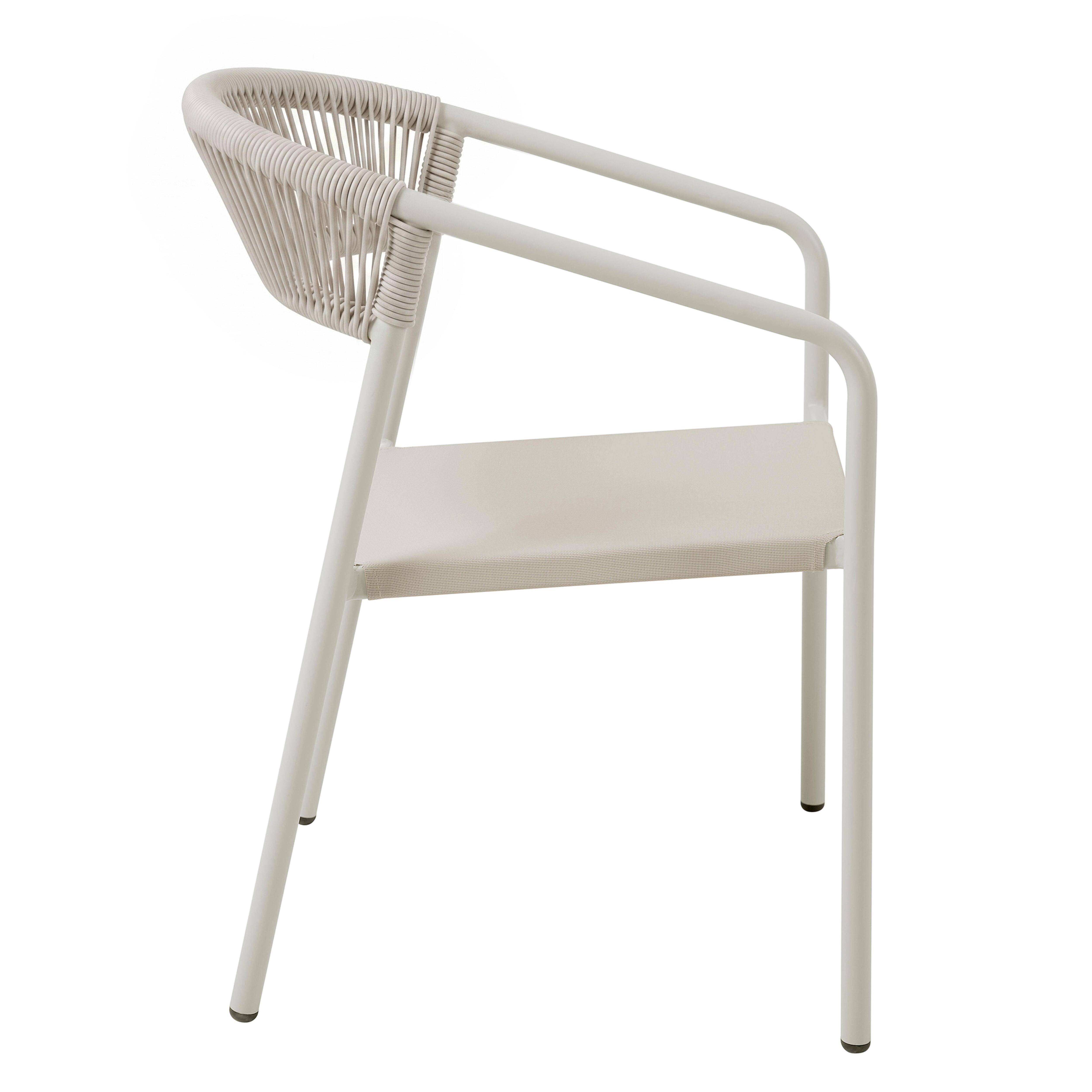 Oviala - Chaise de jardin aluminium et rotin synthétique avec accoudoirs beige Nocera - Oviala - Image 3