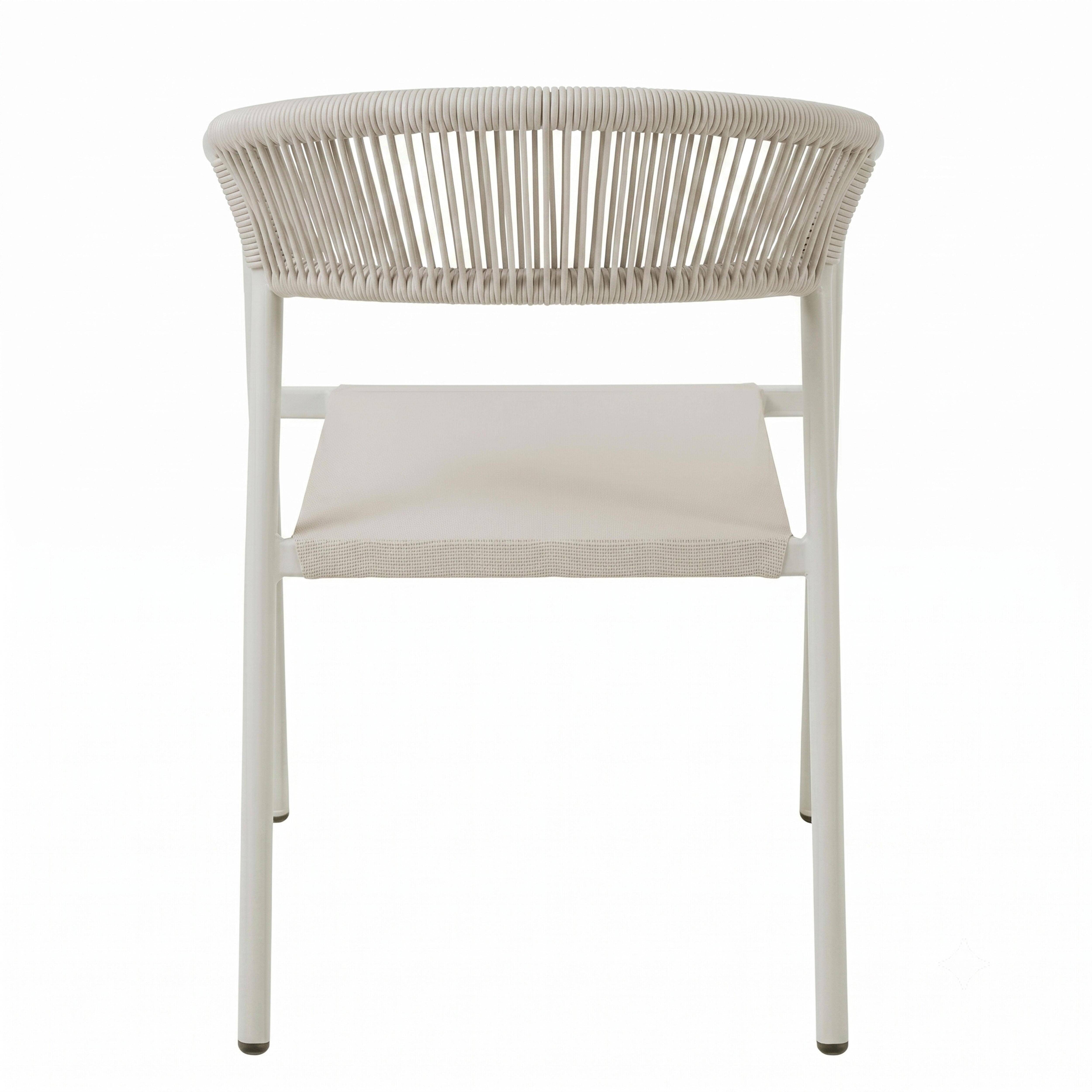 Oviala - Chaise de jardin aluminium et rotin synthétique avec accoudoirs beige Nocera - Oviala - Image 4