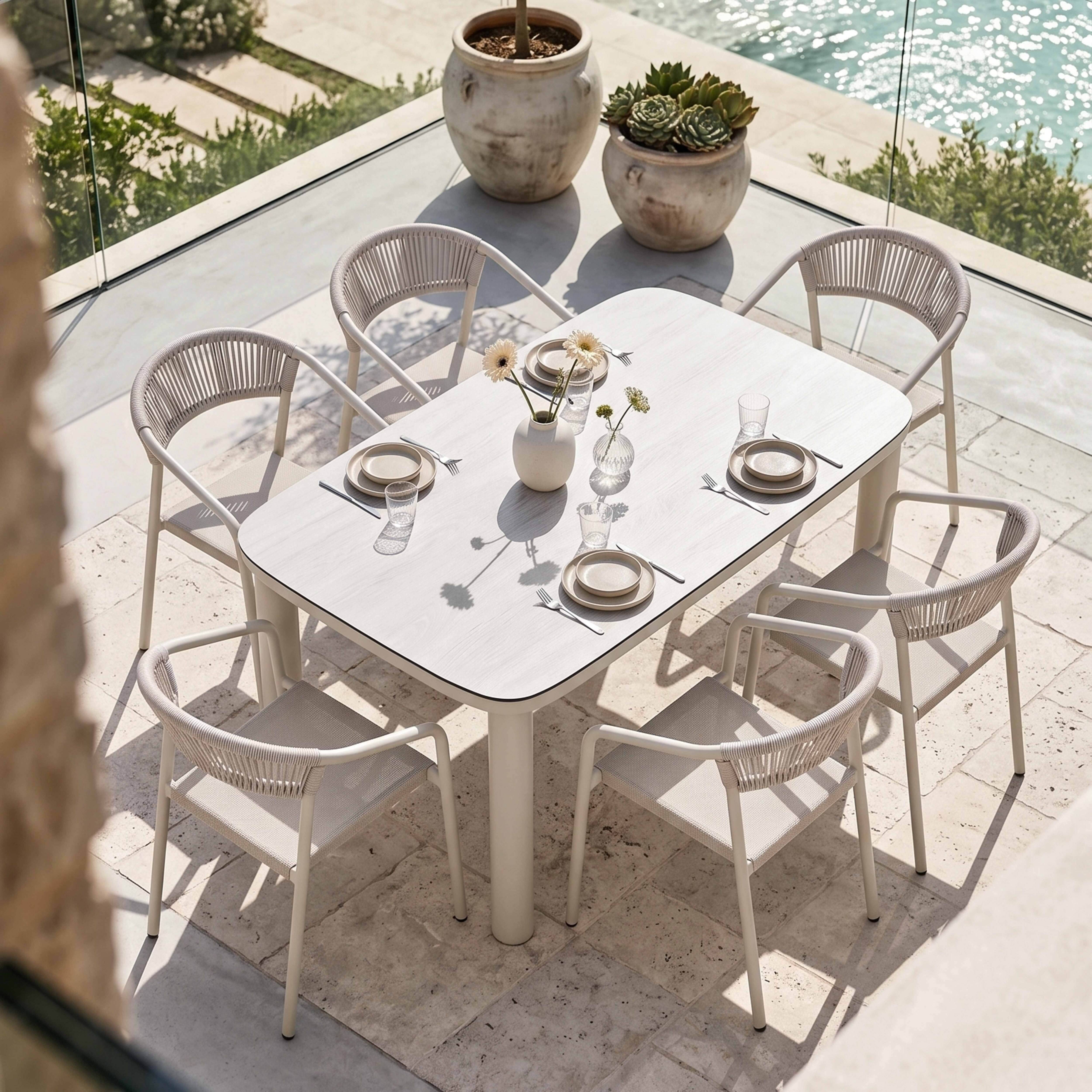 Oviala - Chaise de jardin aluminium et rotin synthétique avec accoudoirs beige Nocera - Oviala - Image 5