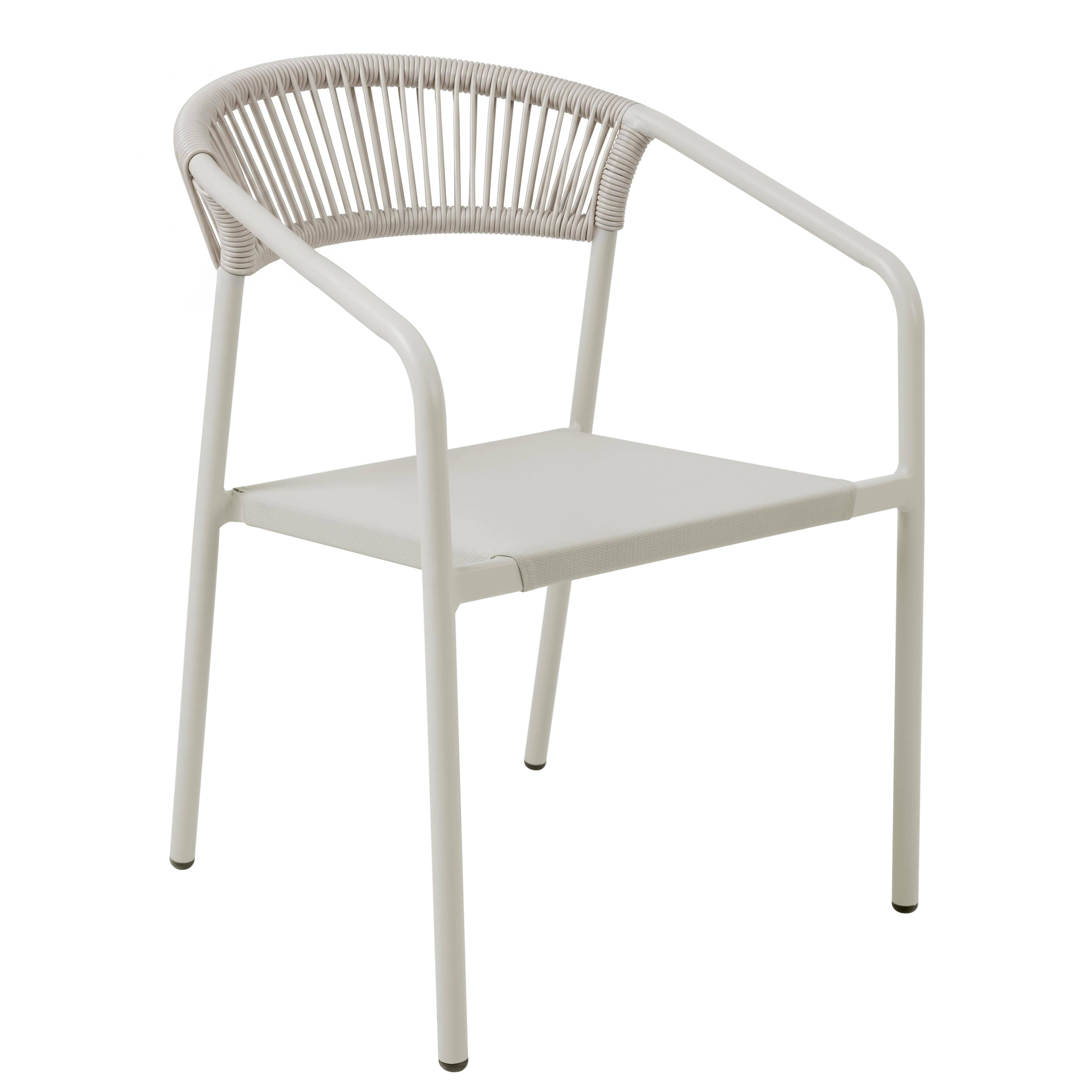 Oviala - Chaise de jardin aluminium et rotin synthétique avec accoudoirs beige Nocera - Oviala - Image 1