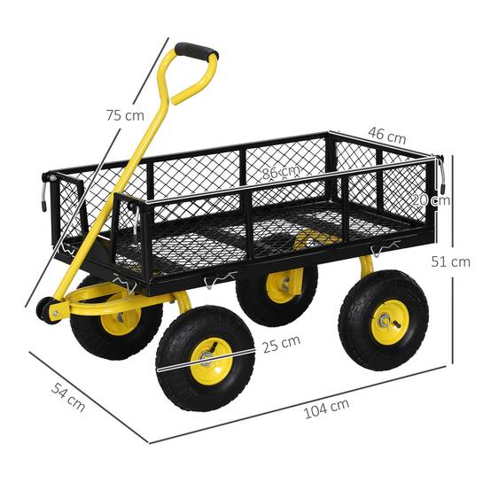 Chariot de jardin acier noir et jaune 104 x 54 x 51 cm - PANGIVO - Image 5