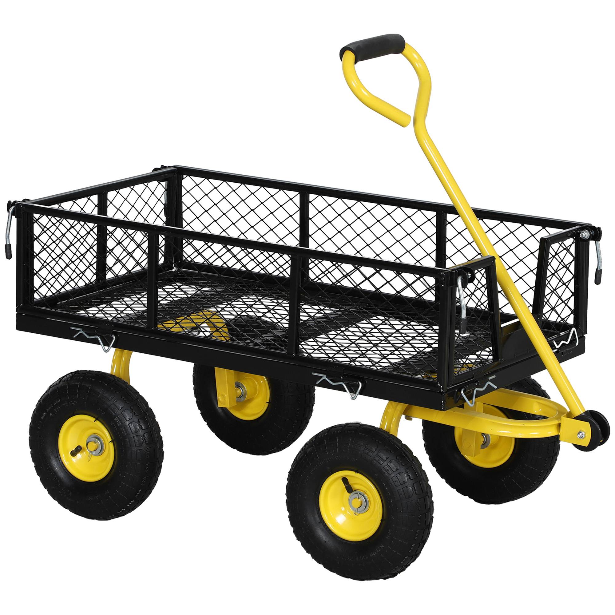 Chariot de jardin acier noir et jaune 104 x 54 x 51 cm - PANGIVO - Image 1