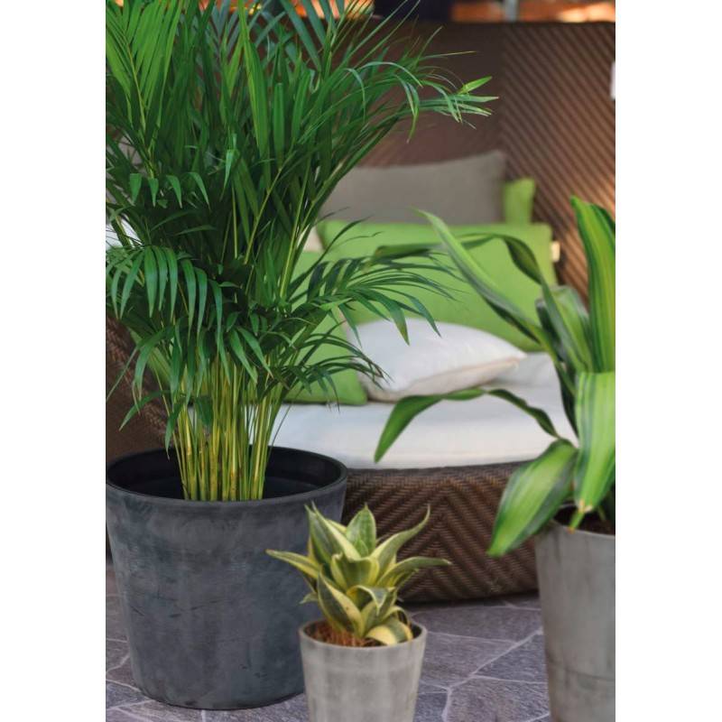 Pot de fleurs rond en plastique recyclé - Gris beton 40 cm - Novavita - Imagen 3