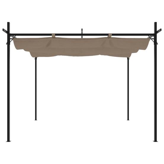 Pergola de Terrasse Aluminium Acier avec Toit Rétractable Toile Anti-UV Jardin Taupe 295x292 cm – ComfortXL Outdoor Living - Image 3