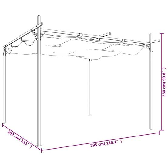 Pergola de Terrasse Aluminium Acier avec Toit Rétractable Toile Anti-UV Jardin Taupe 295x292 cm – ComfortXL Outdoor Living - Image 8
