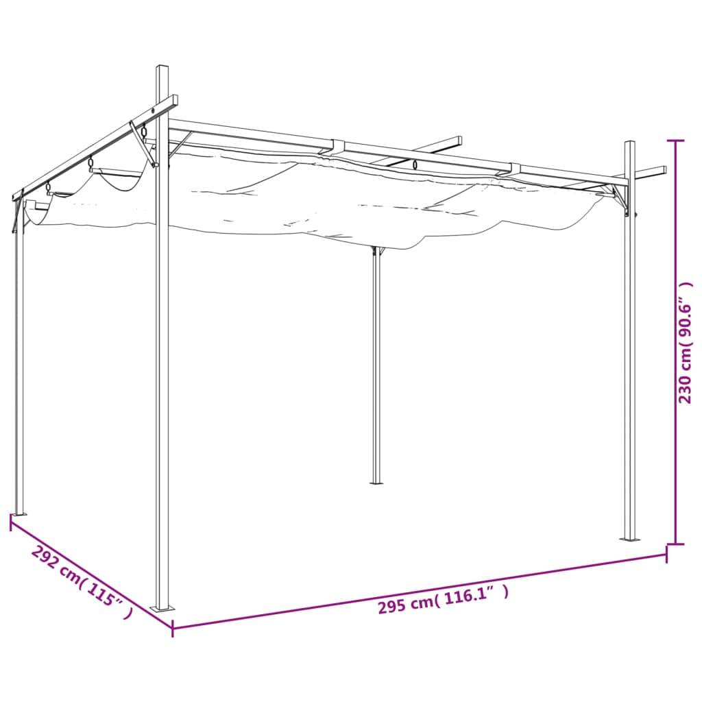 Pergola de Terrasse Aluminium Acier avec Toit Rétractable Toile Anti-UV Jardin Taupe 295x292 cm – ComfortXL Outdoor Living - Image 8