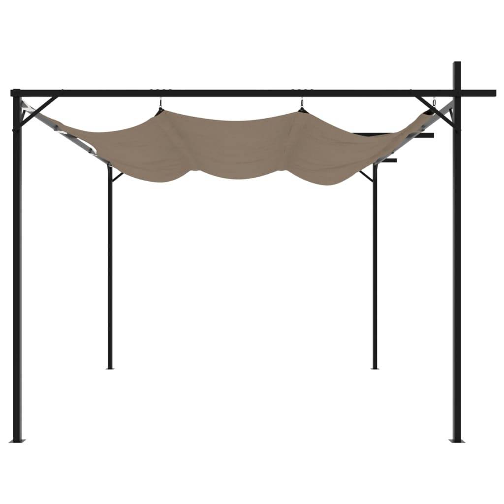 Pergola de Terrasse Aluminium Acier avec Toit Rétractable Toile Anti-UV Jardin Taupe 295x292 cm – ComfortXL Outdoor Living - Image 4
