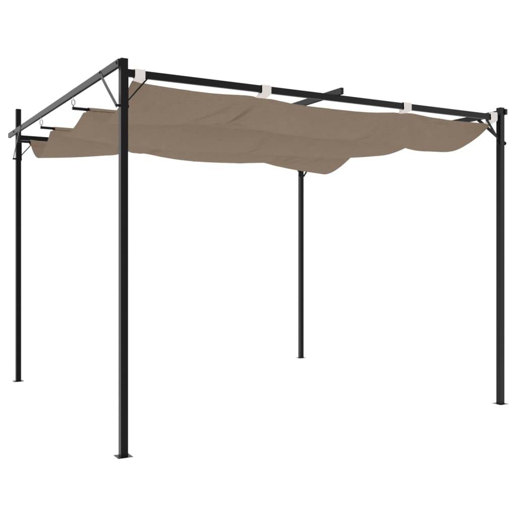 Pergola de Terrasse Aluminium Acier avec Toit Rétractable Toile Anti-UV Jardin Taupe 295x292 cm – ComfortXL Outdoor Living - Image 5