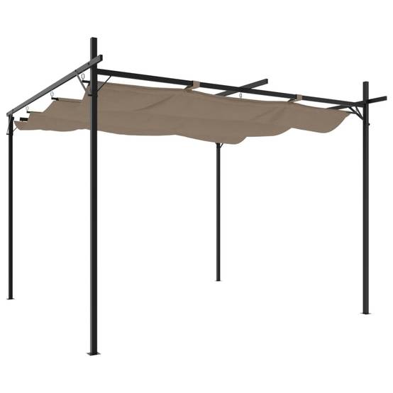 Pergola de Terrasse Aluminium Acier avec Toit Rétractable Toile Anti-UV Jardin Taupe 295x292 cm – ComfortXL Outdoor Living - Image 2