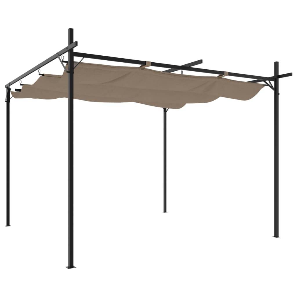 Pergola de Terrasse Aluminium Acier avec Toit Rétractable Toile Anti-UV Jardin Taupe 295x292 cm – ComfortXL Outdoor Living - Image 2