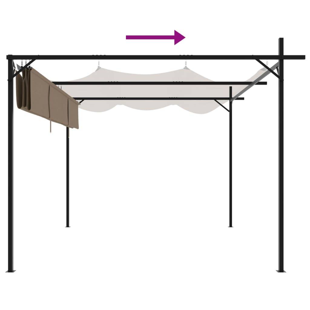 Pergola de Terrasse Aluminium Acier avec Toit Rétractable Toile Anti-UV Jardin Taupe 295x292 cm – ComfortXL Outdoor Living - Image 6