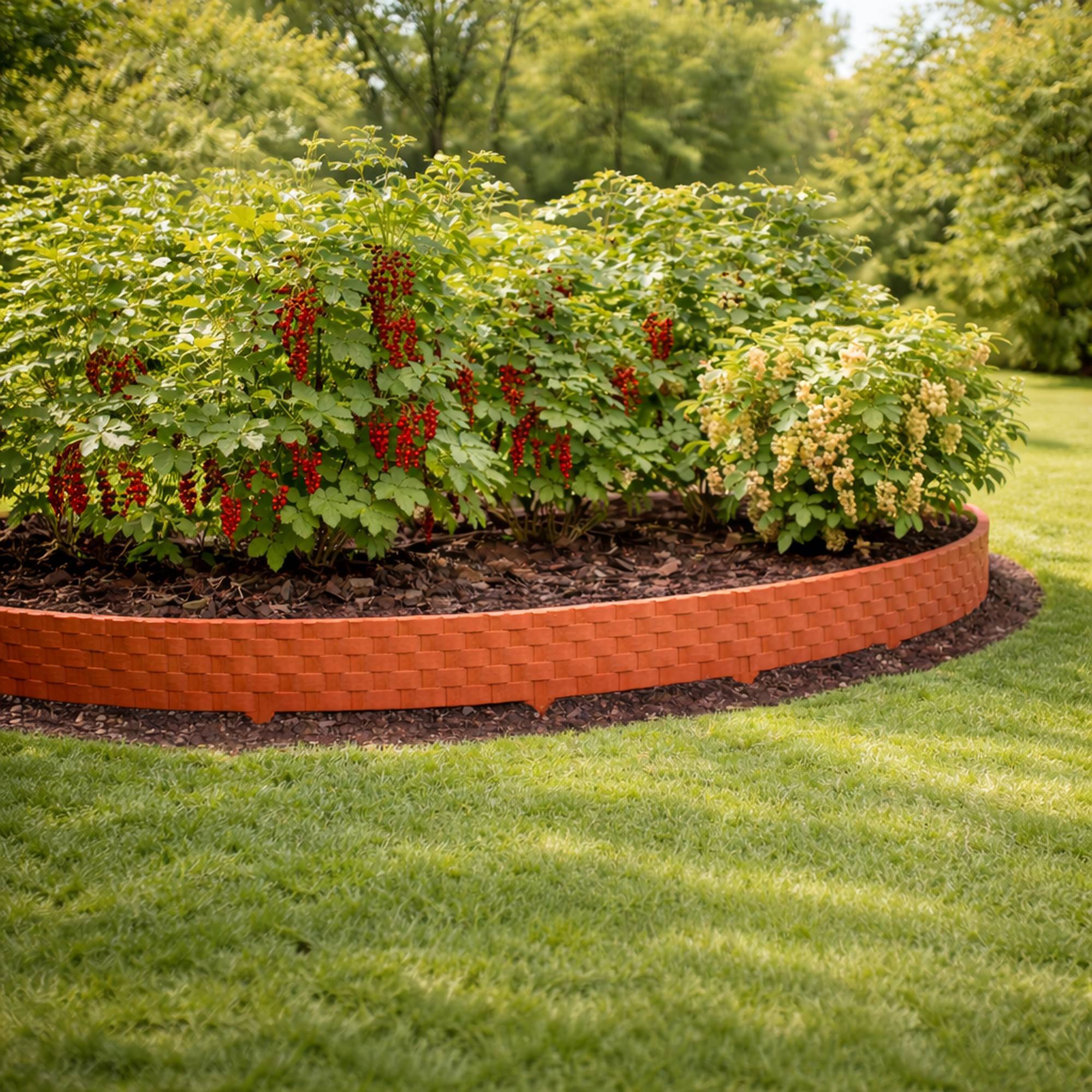 Bordure de pelouse aspect rotin terracotta 8x80 cm – Bordure jardin clipsable gazon - Image 7