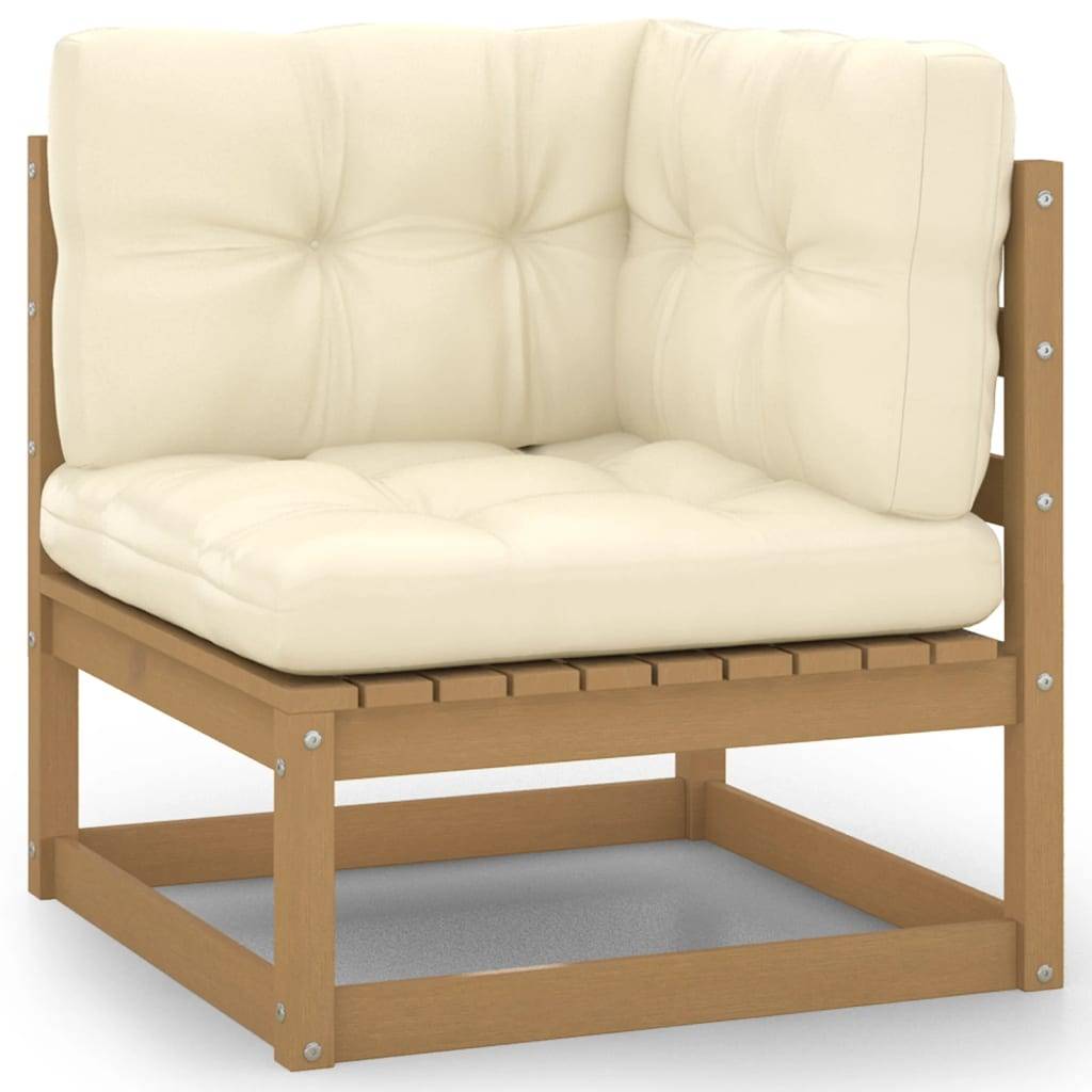 Helloshop26 - Salon de jardin meuble d'extérieur ensemble de mobilier 14 pièces avec coussins marron miel bois de pin - Imagen 3