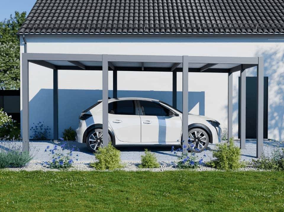 Carport aluminium CARLTON 324 x 550 cm - 1 Voiture - 17,69m2 - Gris anthracite - Imagen 5