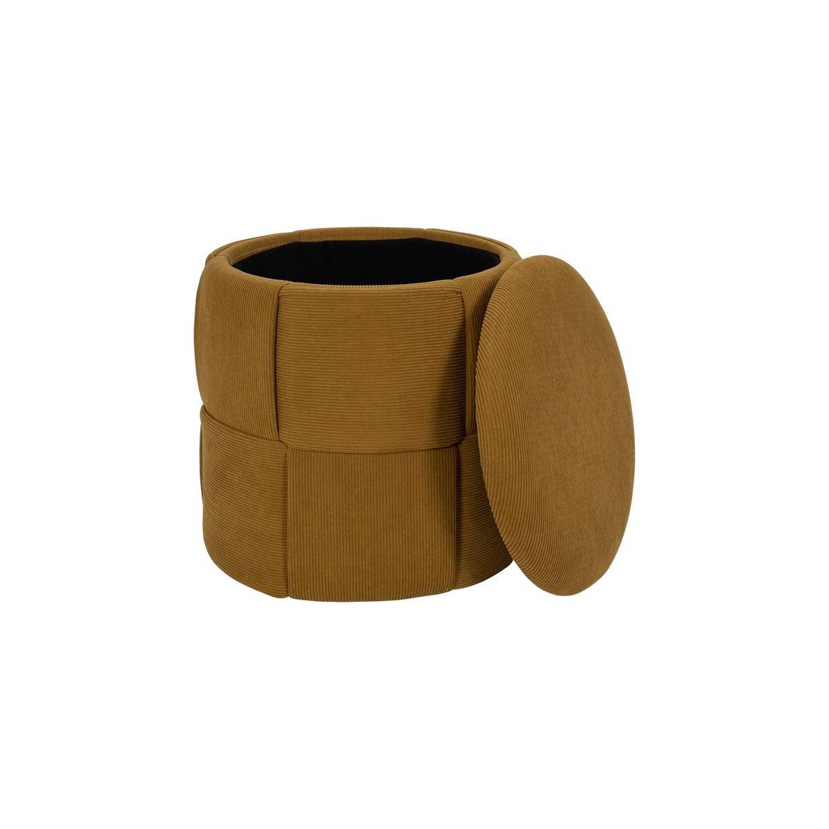 The Home Deco Factory - Pouf Coffre Tressé Côtelé "Jules" 38cm Jaune - Image 2
