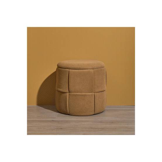 The Home Deco Factory - Pouf Coffre Tressé Côtelé "Jules" 38cm Jaune - Image 7