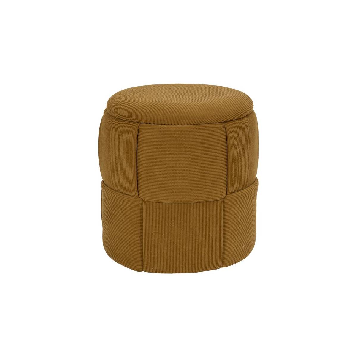 The Home Deco Factory - Pouf Coffre Tressé Côtelé "Jules" 38cm Jaune - Image 1