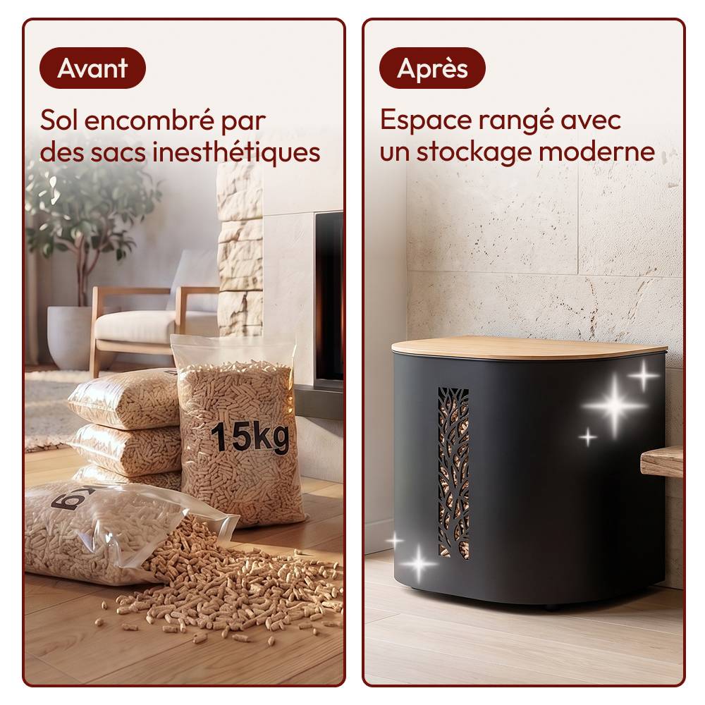 Réservoir Pellets & Granulés avec Roulettes, 30kg, Métal Noir CASABEL - Image 7