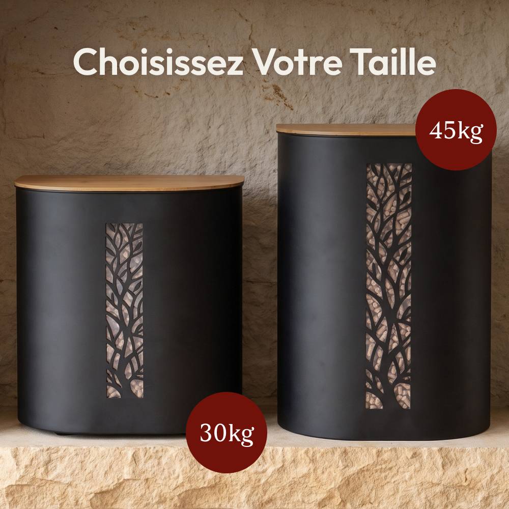 Réservoir Pellets & Granulés avec Roulettes, 30kg, Métal Noir CASABEL - Image 8