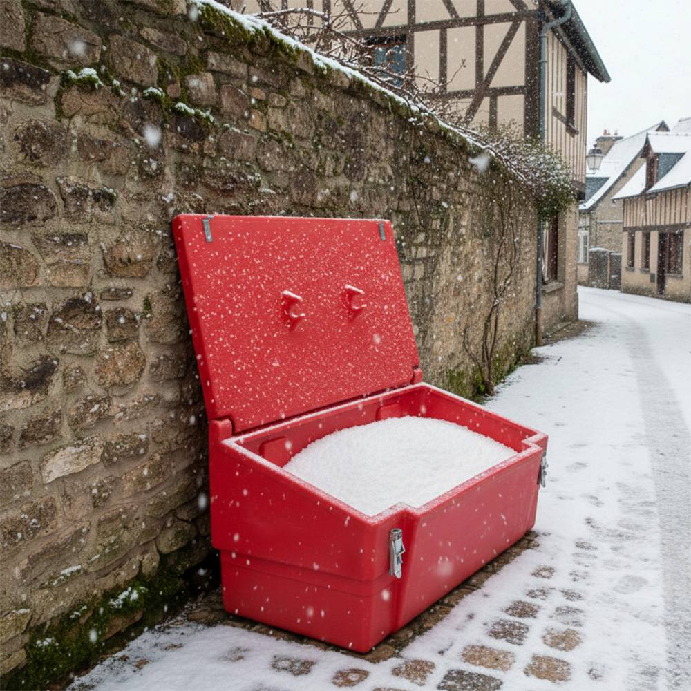 Bac à sable incendie/ à sel de déneigement 100l+ grenouillères-plast'up rotomoulage - Imagen 3
