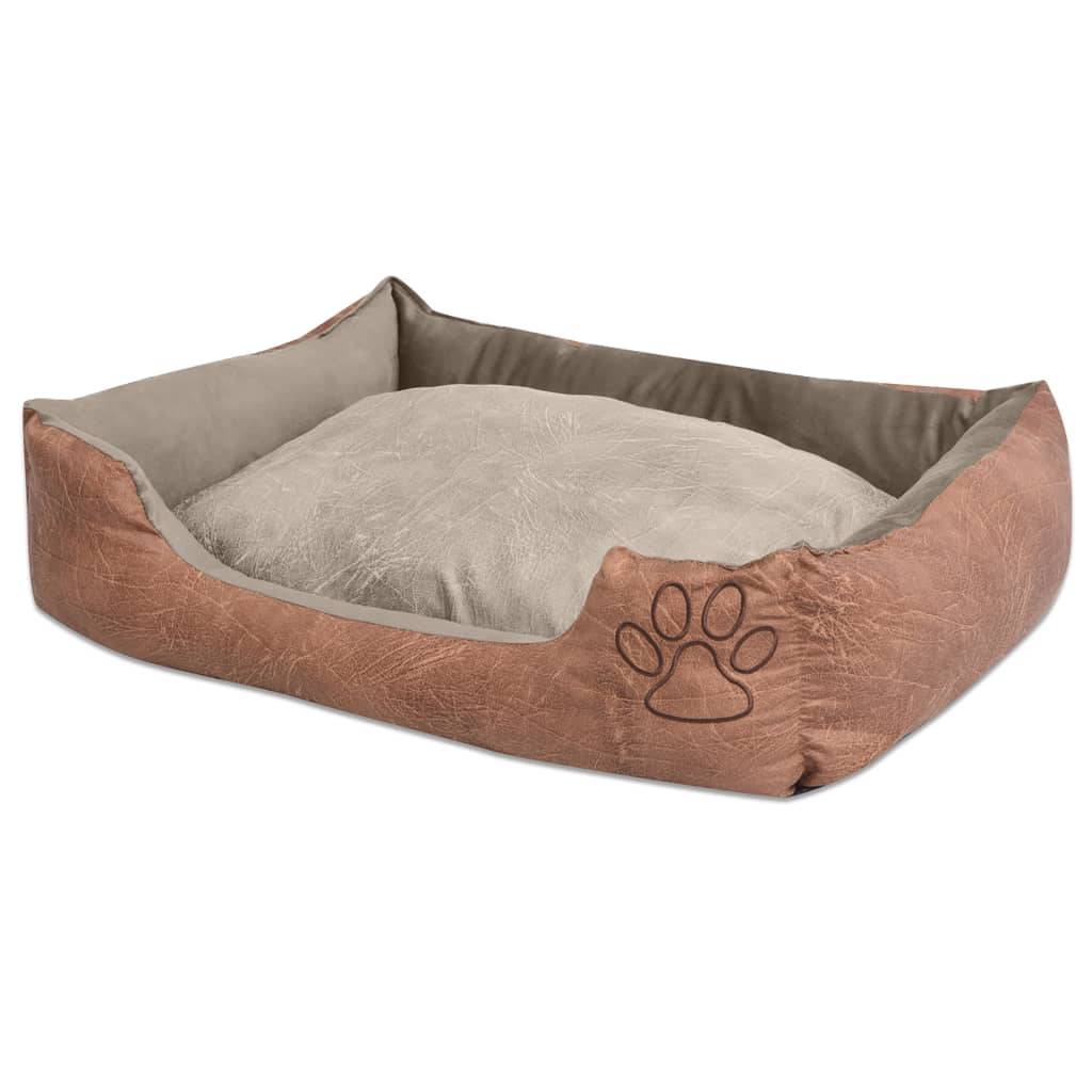 Vidaxl - Lit pour chiens avec coussin Cuir artificiel PU Taille L Beige vidaXL 170427 - Imagen 1