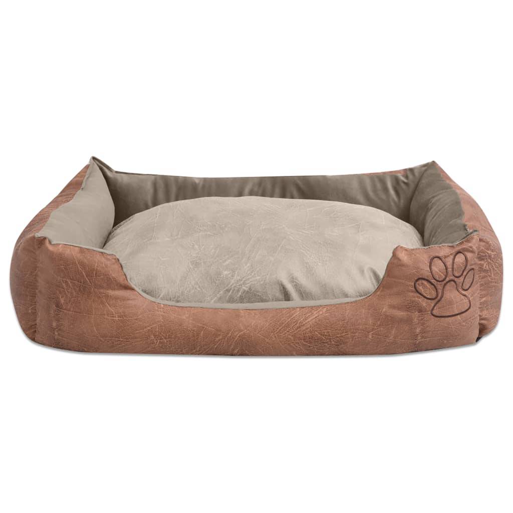 Vidaxl - Lit pour chiens avec coussin Cuir artificiel PU Taille L Beige vidaXL 170427 - Imagen 2