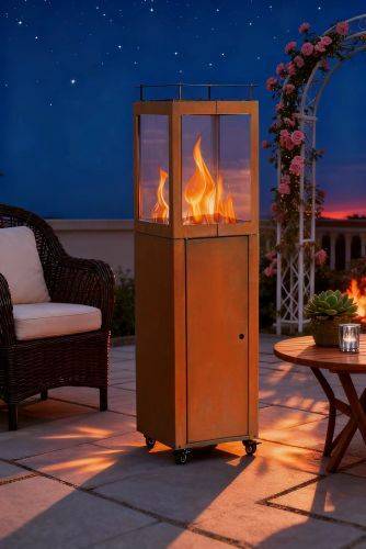 Chauffage de terrasse à granulés en acier corten Green Flame - Image 4