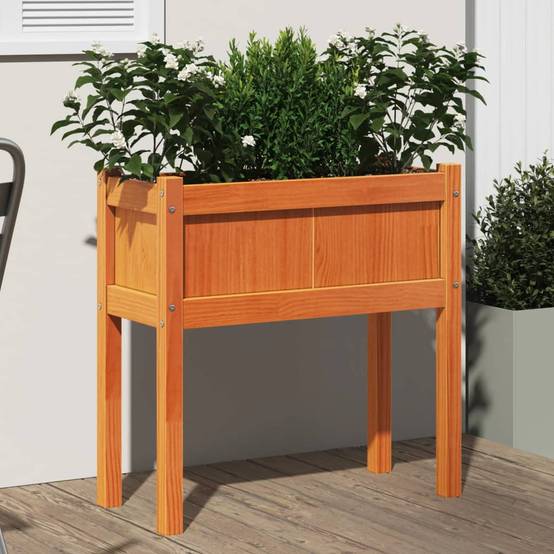 Jardinière | Pot de fleurs | Cache-pot | Bac à fleurss et pieds cire marron 70x31x70 cm bois de pin massif - Image 2