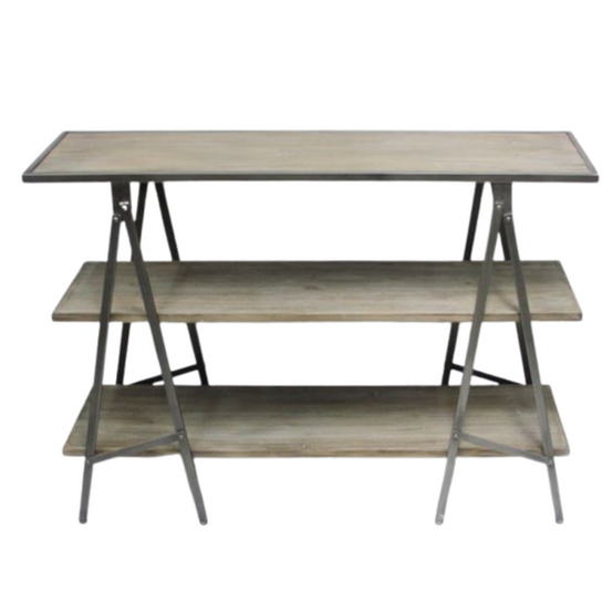 Meuble industriel console bois métal gris 120 x 38 x 82.5 cm Chemin de campagne - Imagen 1