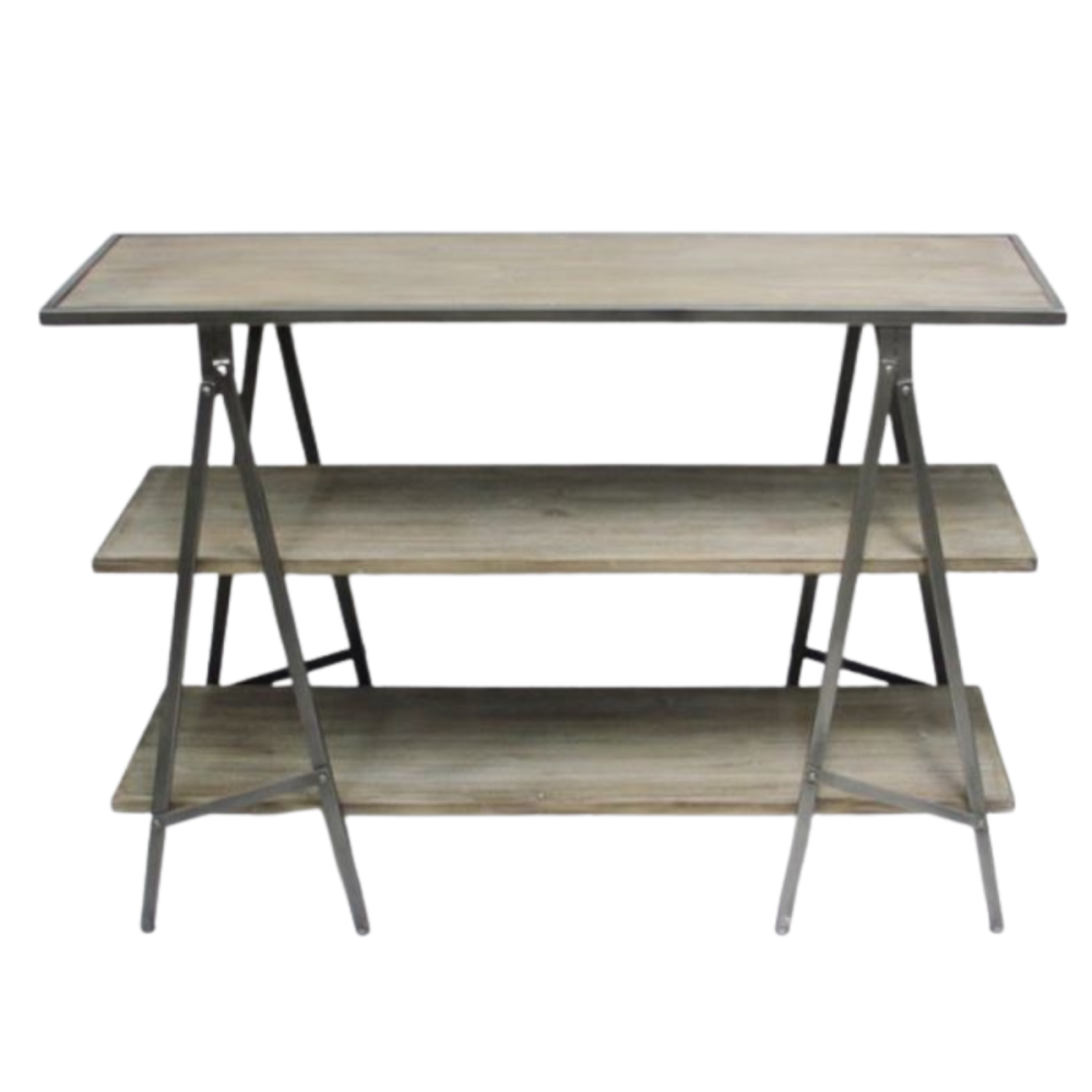 Meuble industriel console bois métal gris 120 x 38 x 82.5 cm Chemin de campagne - Imagen 1