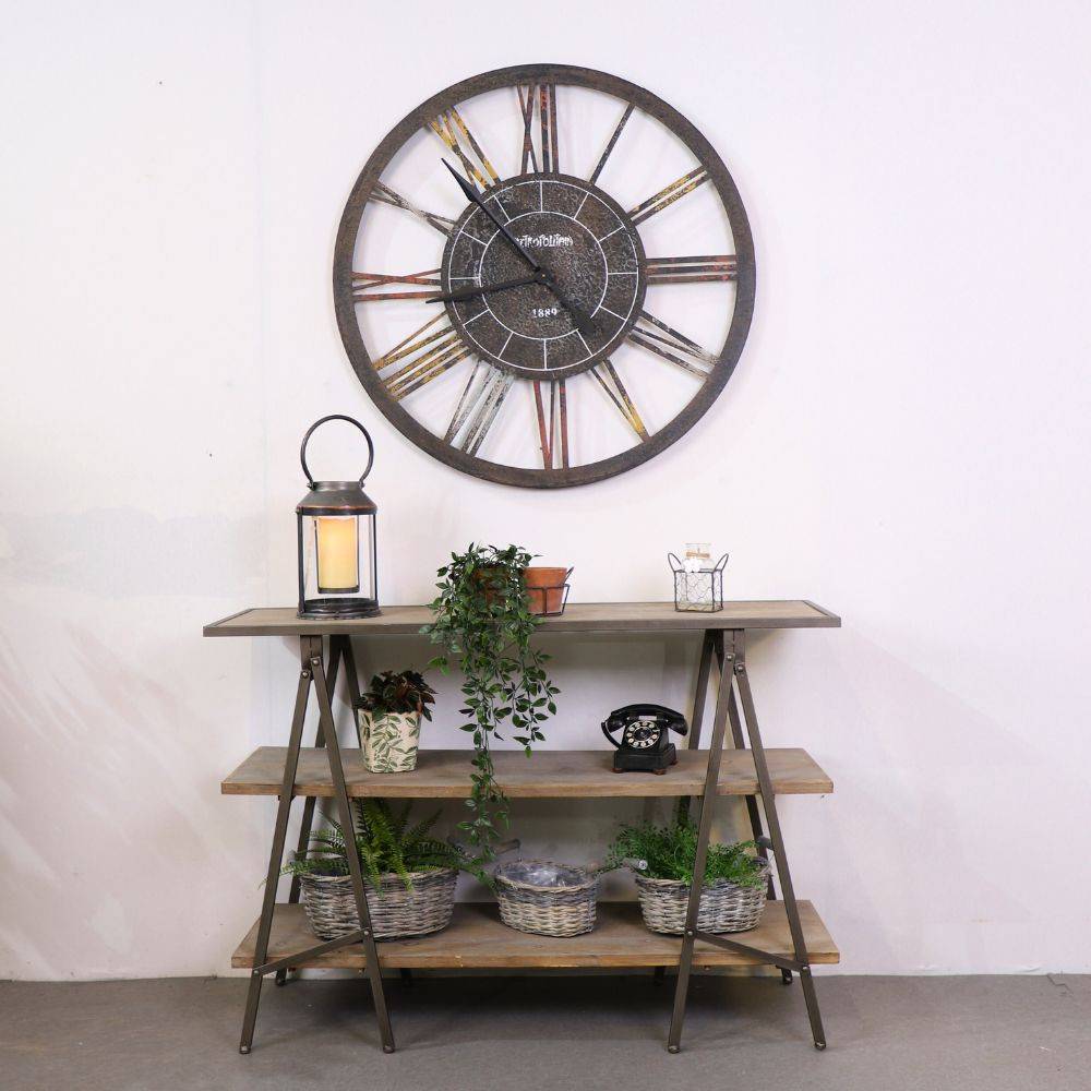 Meuble industriel console bois métal gris 120 x 38 x 82.5 cm Chemin de campagne - Imagen 2