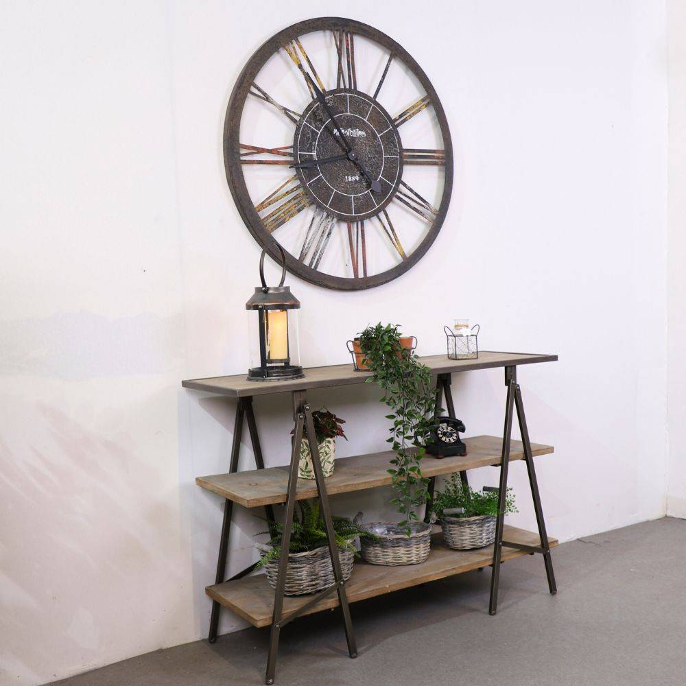 Meuble industriel console bois métal gris 120 x 38 x 82.5 cm Chemin de campagne - Imagen 3
