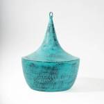 Suspension en Cuivre martelé - Bleu Bali - 25 cm - Image 1