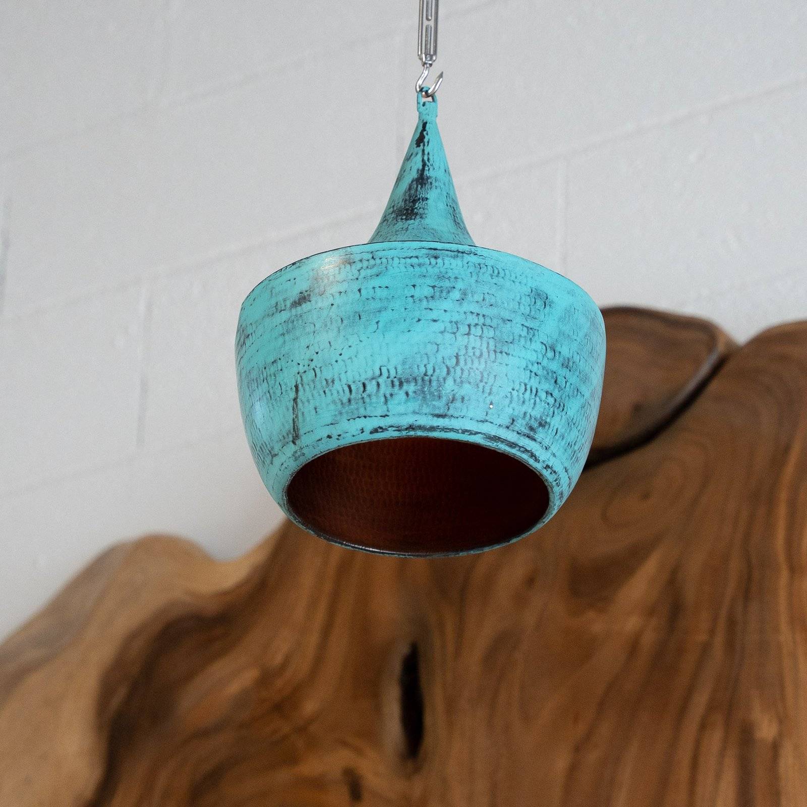 Suspension en Cuivre martelé - Bleu Bali - 25 cm - Image 3