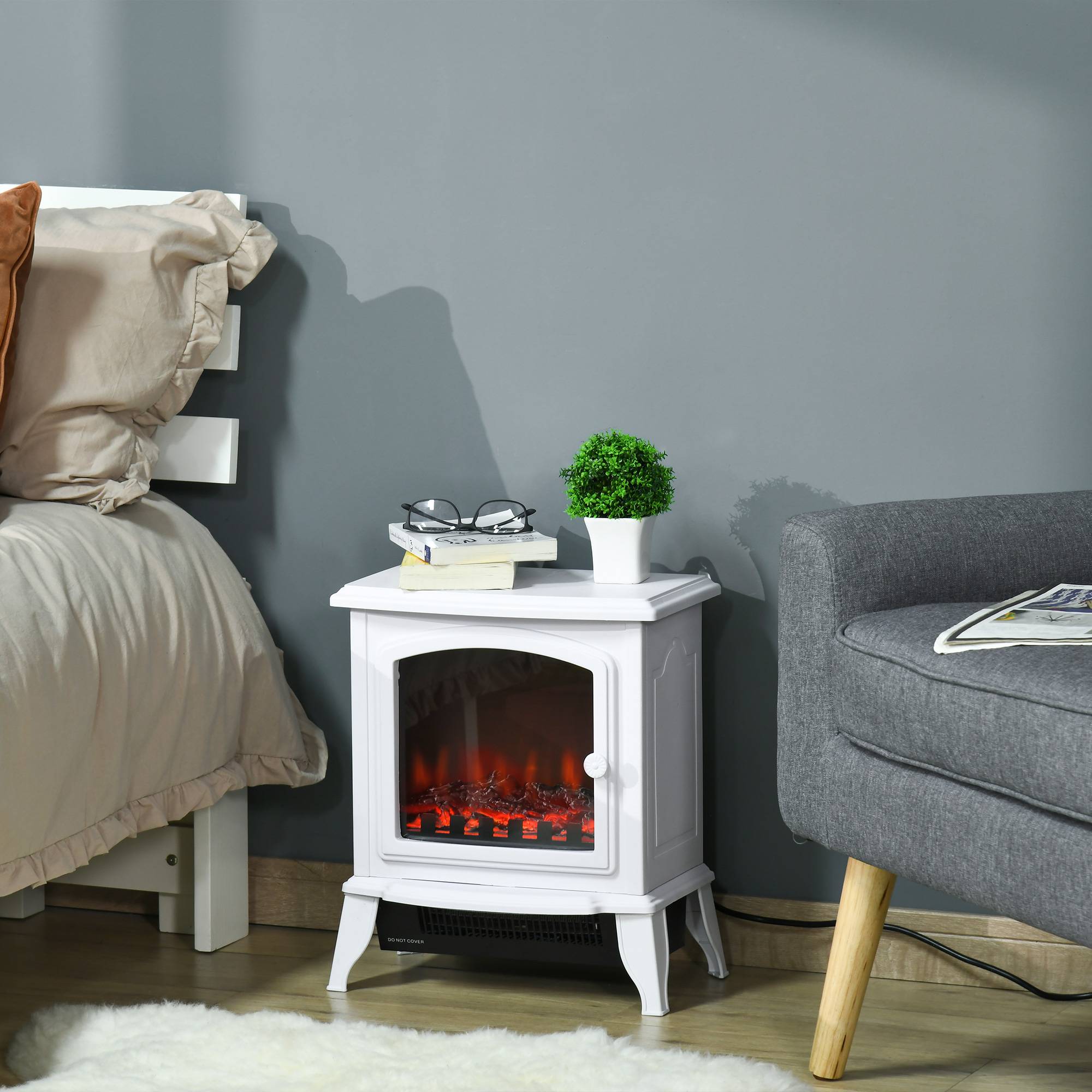 Cheminée décorative avec thermostat réglable et protection contre la surchauffe pour pièces de 20 à 25 m² 36,5 x 24 x 45,5 cm Blanc - Image 4