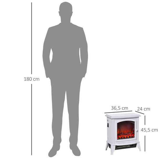 Cheminée décorative avec thermostat réglable et protection contre la surchauffe pour pièces de 20 à 25 m² 36,5 x 24 x 45,5 cm Blanc - Image 5